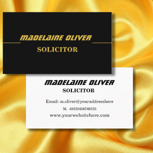 Modern Elegant Sleek Solicitor Professional Black Business Card
