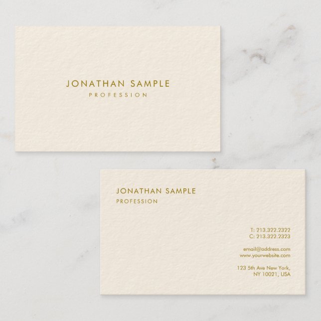Modern Elegant Small Font Gold Text Template Ocean Business Card (Front/Back)