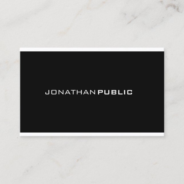Modern Elegant Smart Design Black White Plain Cool Business Card (Front)