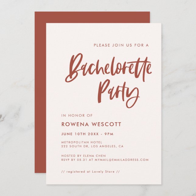 Modern elegant snow pink Bachelorette Party Invitation (Front/Back)