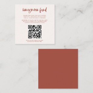 Modern elegant snow pink Honeymoon fund QR code Enclosure Card