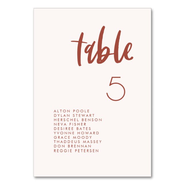 Modern elegant snow pink seating chart cards (Front)