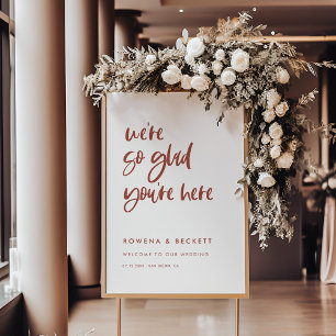 Modern elegant snow pink So glad you're here Poster