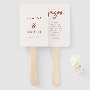 Modern elegant snow pink wedding program hand fan