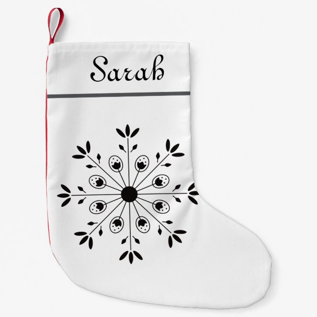 Modern Elegant Snowflake Christmas Custom Template Small Christmas Stocking (Front)
