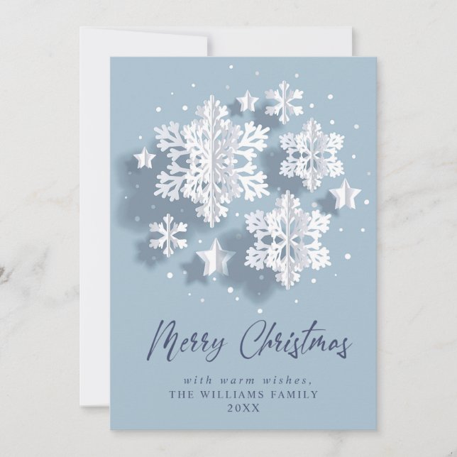 Modern Elegant Snowflake Christmas Greeting Holiday Card (Front)