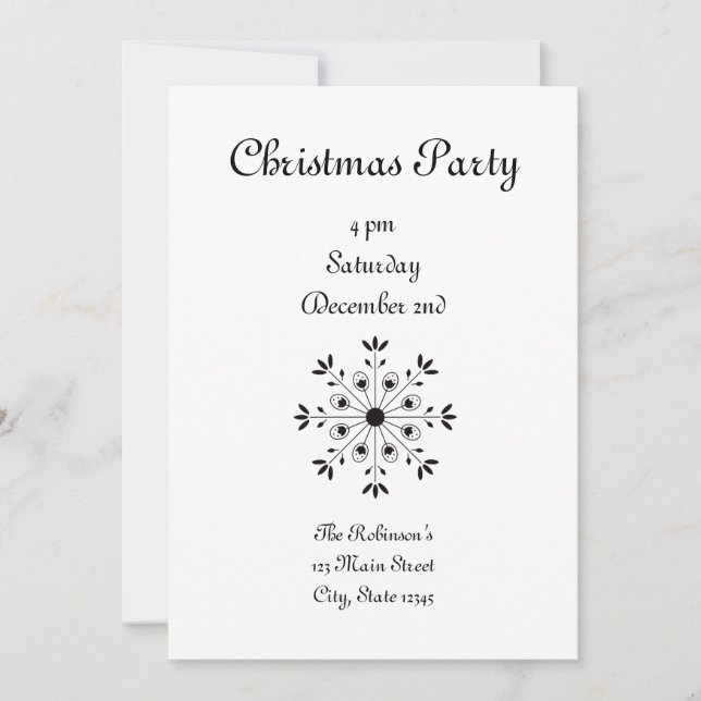 Modern Elegant Snowflake Christmas Holiday Invitation (Front)