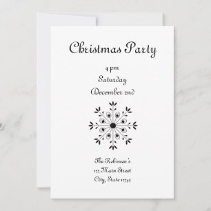 Modern Elegant Snowflake Christmas Holiday Invitation
