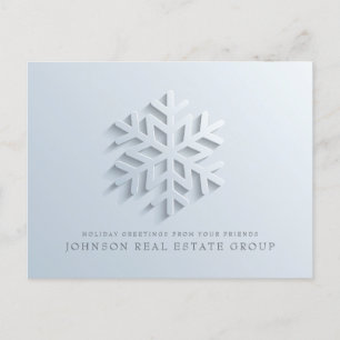Modern Elegant Snowflake   Holiday Greetings Postcard