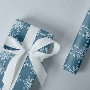 Modern elegant snowflakes pattern blue Christmas Wrapping Paper