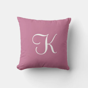 Modern Elegant Solid Mauve Pink Custom Monogram Cushion