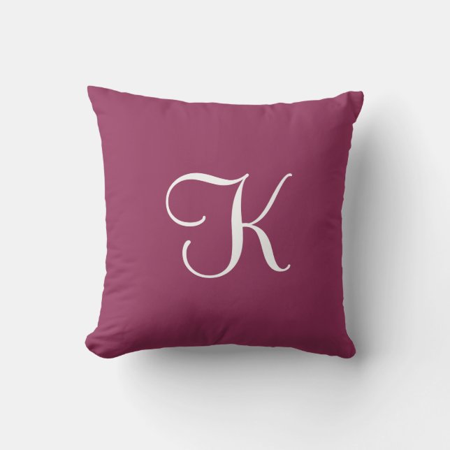 Modern Elegant Solid Mauve Plum Custom Monogram Cushion (Front)