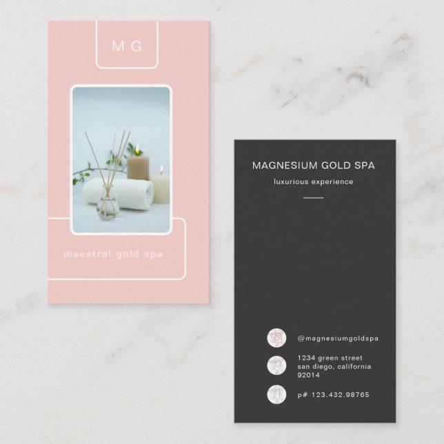 Modern Elegant Spa Photo Business Card (Front/Back)