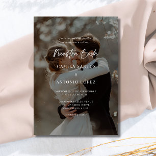 Modern Elegant Spanish Black Overlay Photo Wedding Invitation