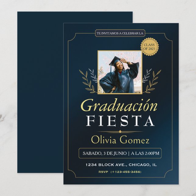 Modern Elegant Spanish Graduates Invitation  (Front/Back)