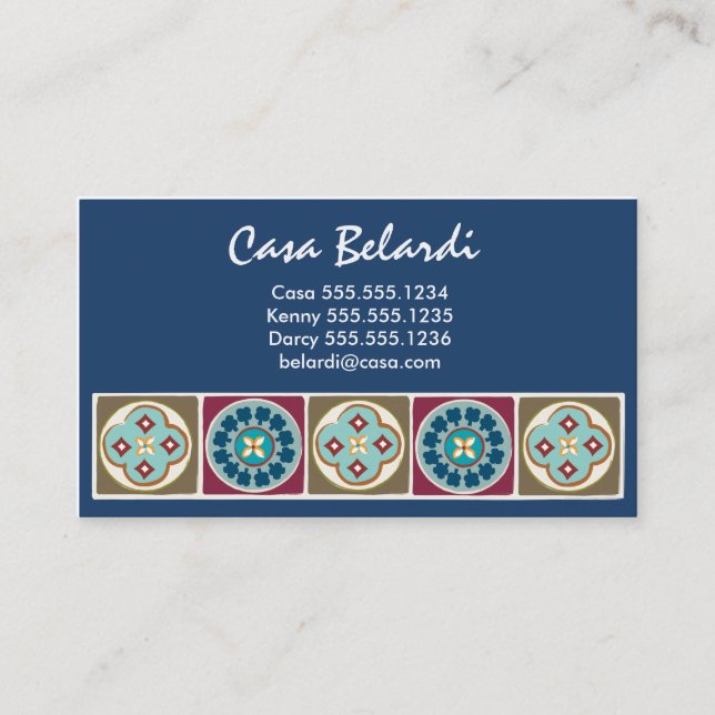 Modern Elegant Spanish Tile Business Card (Front)