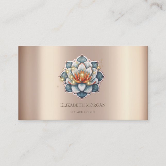 Modern Elegant Sparkle Lotus  Business Card (Front)