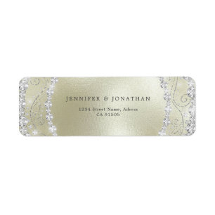 Modern Elegant Sparkly Diamond Chic Gold Return Address Label