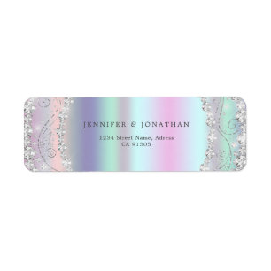 Modern Elegant Sparkly Diamond Chic Holographic Return Address Label