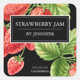 Modern Elegant Strawberry Jam Label