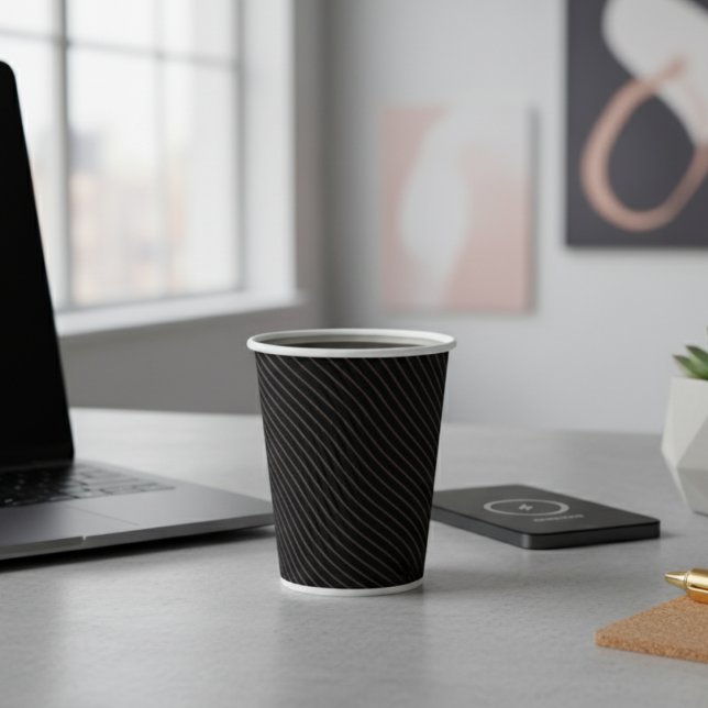 Modern Elegant Striped Black Paper Cups (Creator Uploaded)