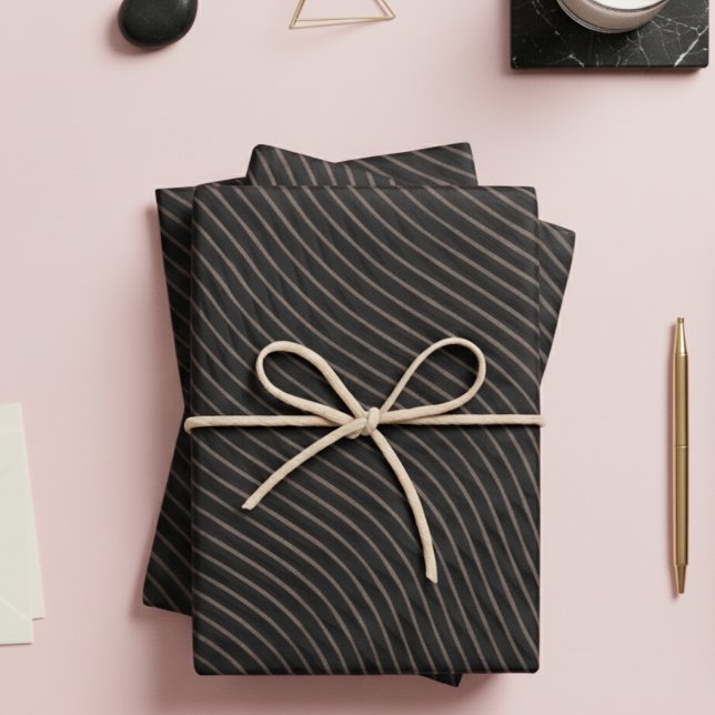 Modern Elegant Striped Black Wrapping Paper Sheet (Creator Uploaded)