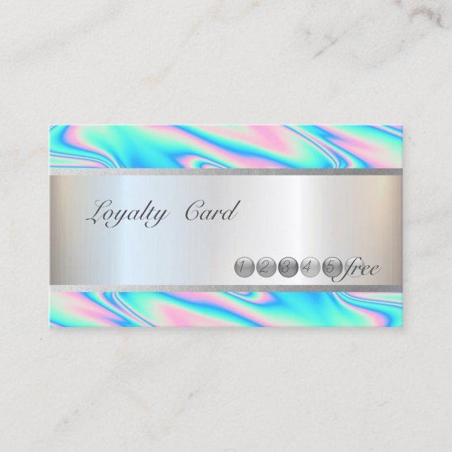 Modern Elegant, Striped Holographic Loyalty Card (Front)