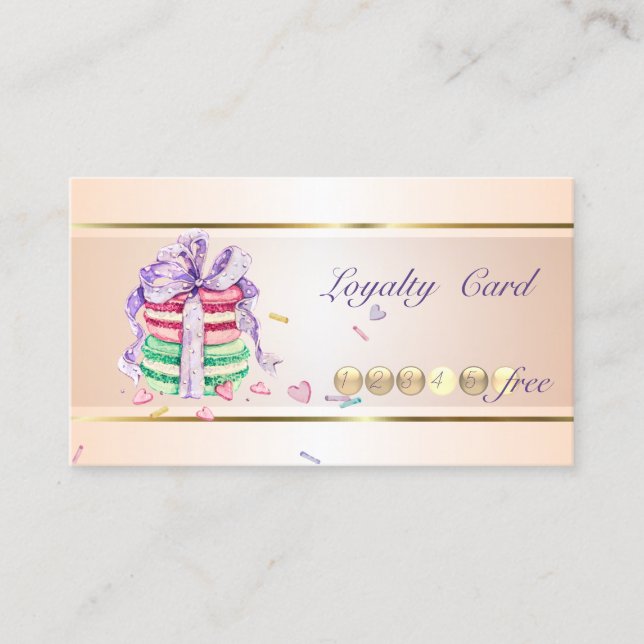 Modern Elegant ,Striped,Macarons Loyalty Card (Front)