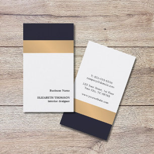 Modern Elegant Stripes Blue Faux Gold Designer Business Card