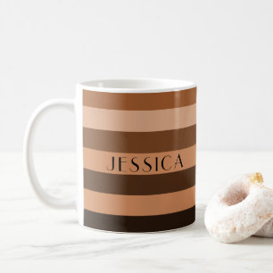 Modern Elegant Stripes Pattern Name Coffee Mug