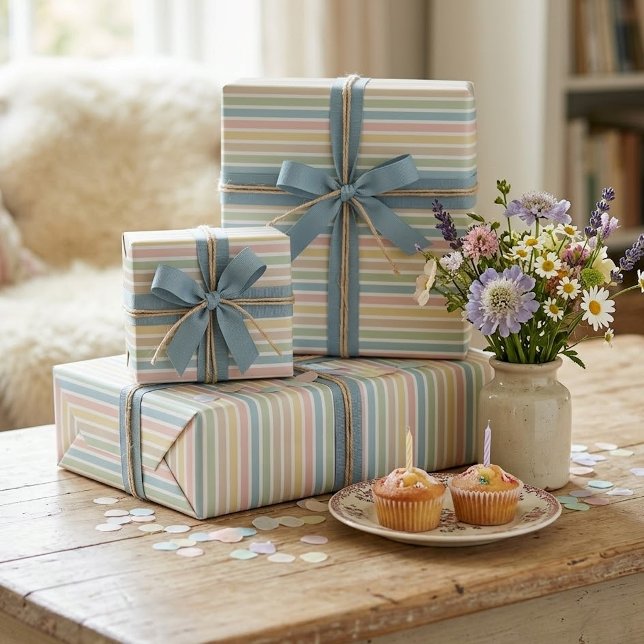 Modern Elegant Stripes Pattern Wrapping Paper (Creator Uploaded)