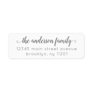 Modern Elegant Stylish Classic Grey Script Family Return Address Label