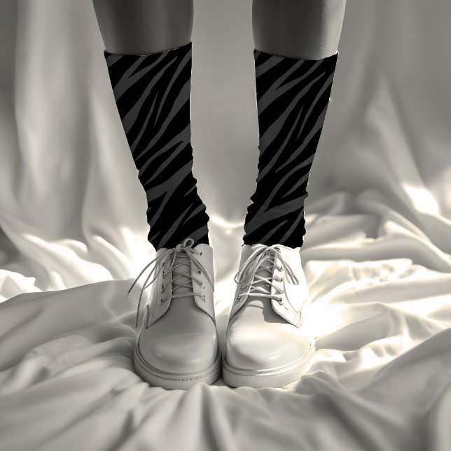 Modern & Elegant Stylish Design Black & Grey Zebra Socks (Creator Uploaded)