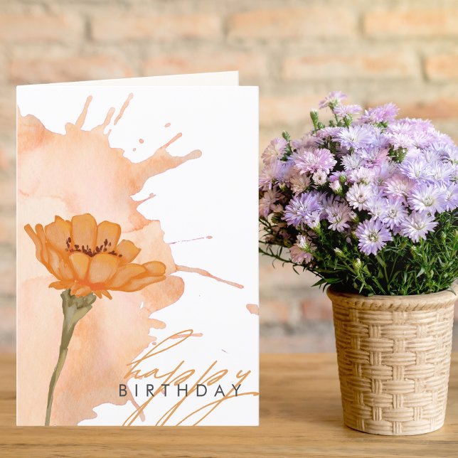 Modern Elegant Stylish Flower Birthday card  (Creator Uploaded)