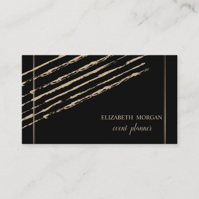 Modern Elegant Stylish,Glitter Stripes,Black Business Card (Front)