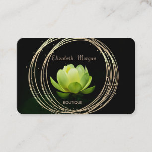 Modern Elegant Stylish Gold Circles Green Lotus Business Card