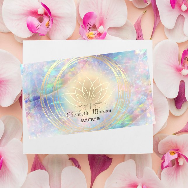 Modern Elegant Stylish,Gold Circles Lotus Opal Business Card (Creator Uploaded)