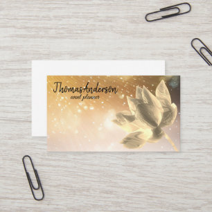 Modern Elegant Stylish Gold Glitter Lotus Business Card