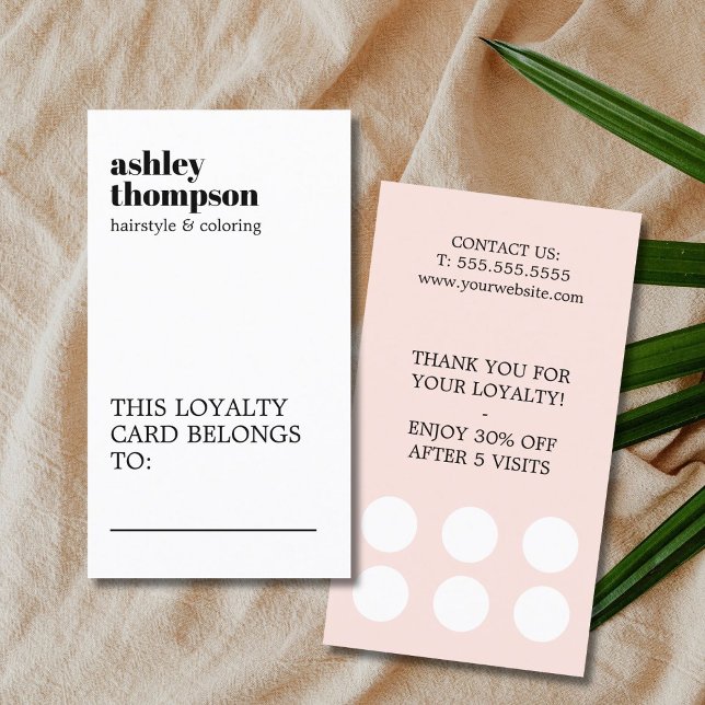 Modern Elegant Stylish Pastel White Hair Salon Loyalty Card (Creator Uploaded)