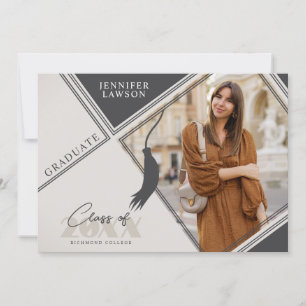 Modern Elegant Stylish Photo Grey Graduation Announcement