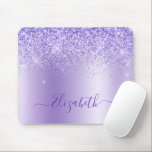 Modern Elegant Stylish Purple Glitter Mouse Pad<br><div class="desc">Modern Elegant Fashionable and Trendy Violet Purple Glitter Mouse Pad personalised with your Name. Stylish Script. Sparkling Eyelashes.</div>