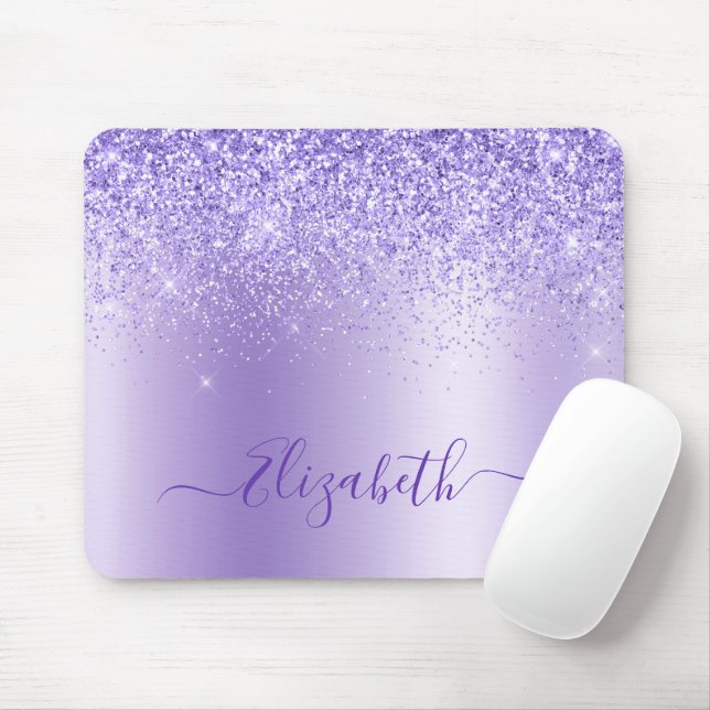 Modern Elegant Stylish Purple Glitter Mouse Pad (With Mouse)