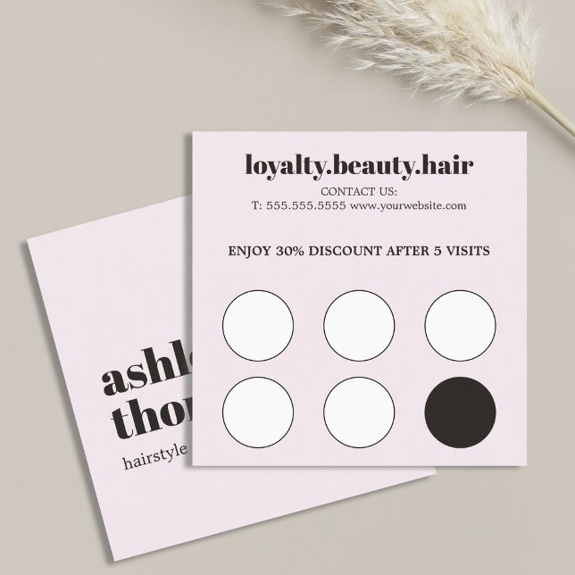 Modern Elegant Stylish Rose White Hair Salon Loyalty Card (Creator Uploaded)