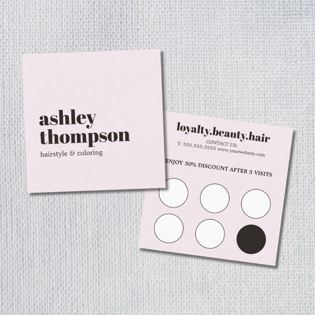 Modern Elegant Stylish Rose White Hair Salon Loyalty Card (Creator Uploaded)
