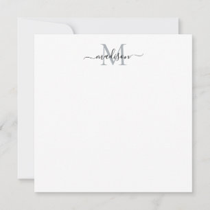 Modern Elegant Stylish Script Monogram Grey Card