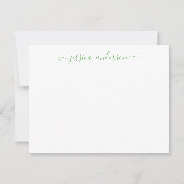 Modern Elegant Stylish Simple Light Green Script Card (Front)