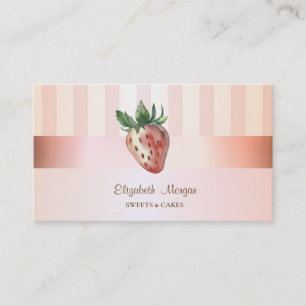 Modern Elegant Stylish Strawberry Striped Business Card