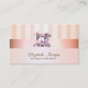 Modern Elegant Stylish Striped Sewing Machine Business Card
