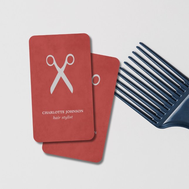 Modern Elegant Stylish Textured Red Hair Stylist Business Card (Creator Uploaded)