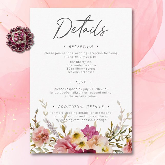 Modern Elegant Summer Meadow Floral White Wedding Enclosure Card (Modern Elegant Summer Meadow Floral White Wedding Enclosure Card)